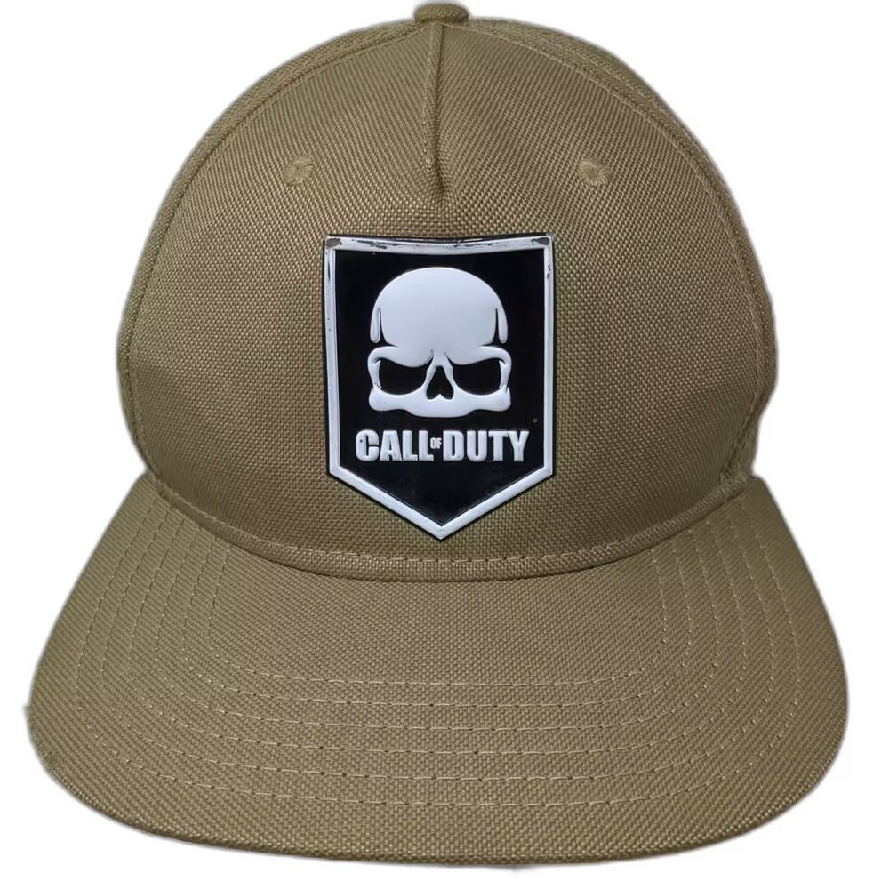 Activision Call of Duty Hat Beige 5 Panel One Size Snapback Skull Rubber Patch